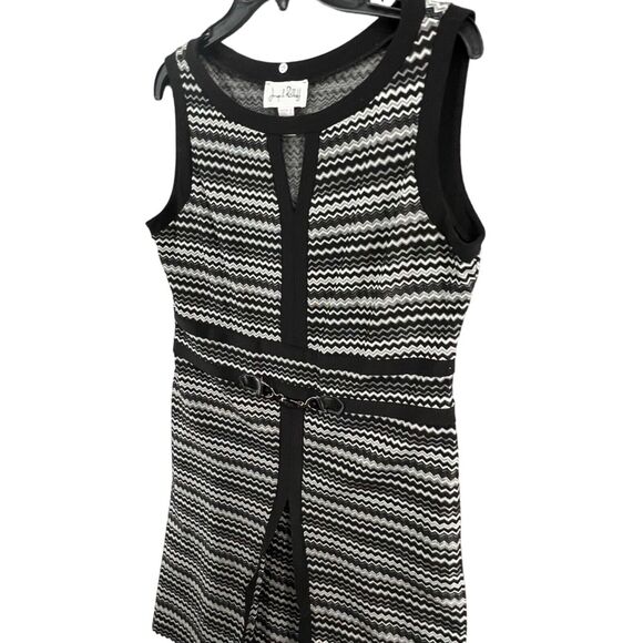 Joseph Ribkoff Knit Dress Womens 12 Black White Zig Zag Stretch Mod Retro Glam - Picture 2 of 12
